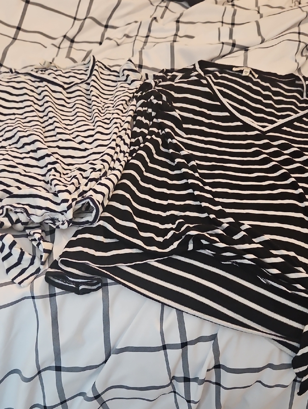 Express Navy & White Striped Top & Black & White